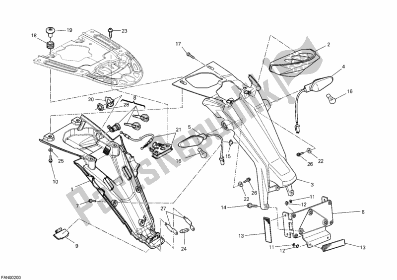 All parts for the Taillight of the Ducati Monster 696 ABS USA 2010